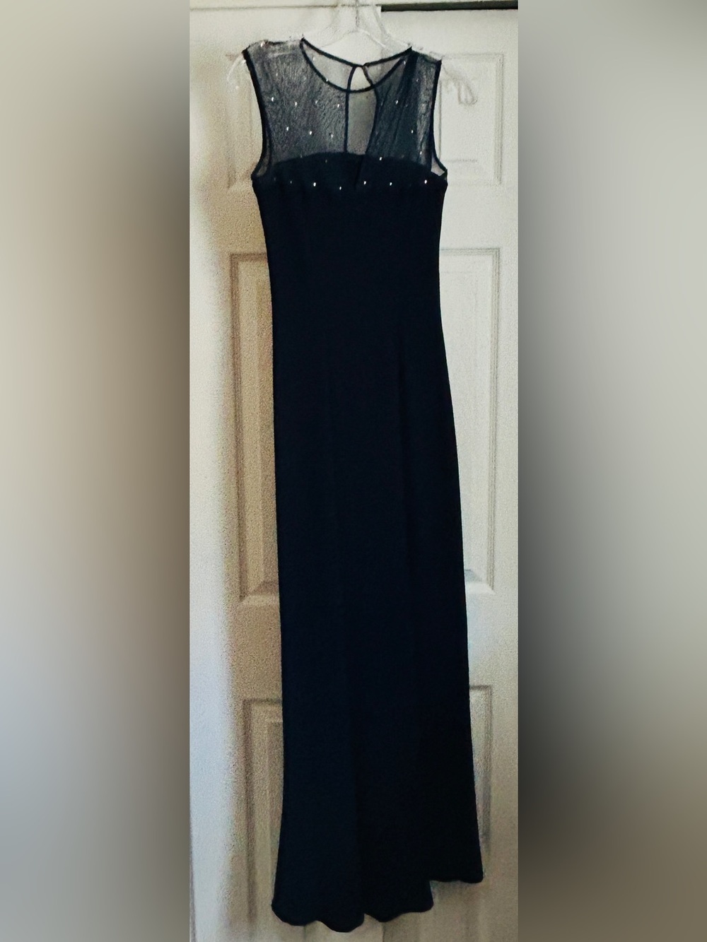 Navy Blue Rhinestone Embellished Dress